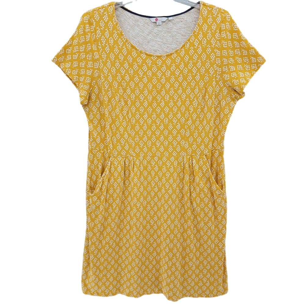 Boden Phoebe Jersey Mustard Yellow Dress Sz 16
